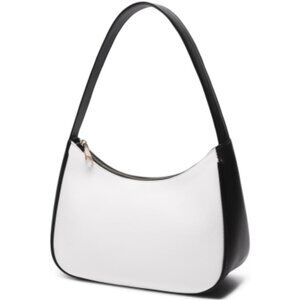 Women’s Black White Cute Hobo Tote Handbag Mini Clutch Purse with Zipper Closure